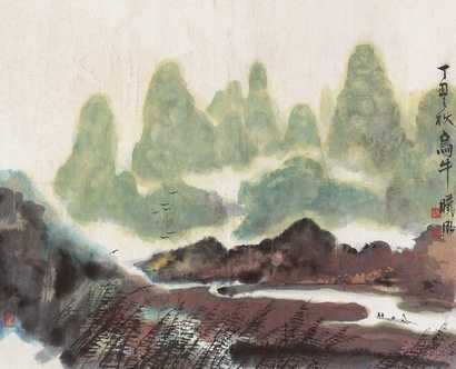 林曦明 渔歌唱晚 镜心